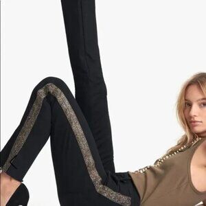 MOTHER The Rascal Ankle Fray Jeans with Gold Beaded Tuxedo Stripe  Size 28